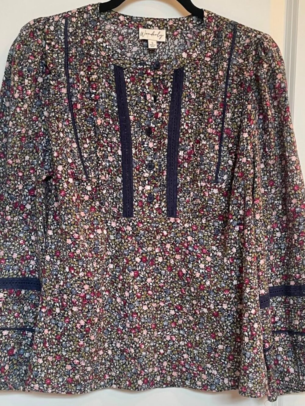 WONDERLY Women’s Floral Long Sleeve Boho Blouse, Size S